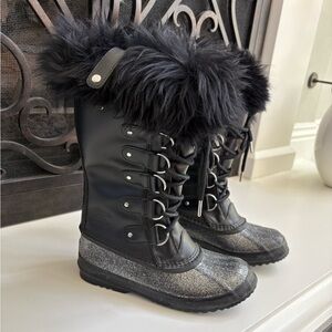 Sorel Joan of Arc Tall Waterproof Sparkle Trim Boots Size 8.5